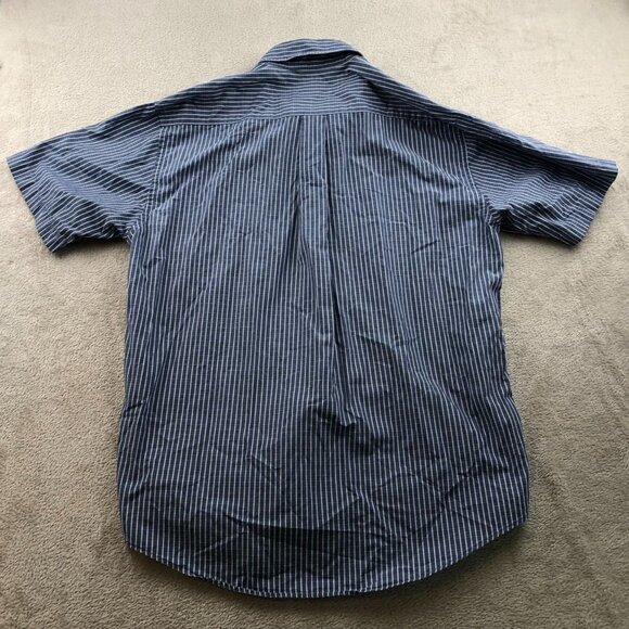 Brooks Sport Mens Shirt Medium Short Sleeve Button Down Pinstriped Casual Blue - Picture 8 of 8